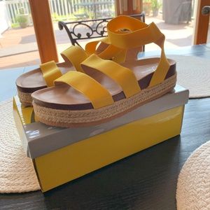 yellow platform sandals size 8